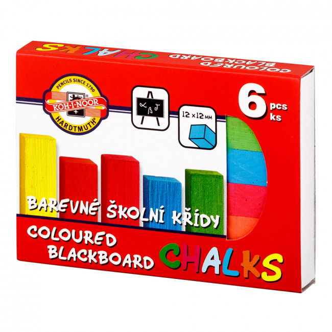 Мел школьный цветной, прямоугольный, 6цв, Koh-I-Noor/011250500000 Мел школьный цветной, прямоугольный, 6цв, Koh-I-Noor/011250500000