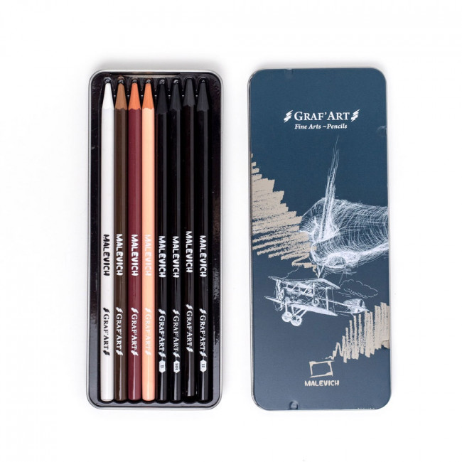Набор графических материалов 8 шт., в металлической коробке, Малевичъ/197901