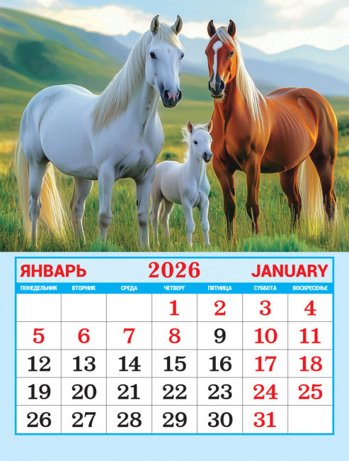 Календарь на магните 2026г "Милые лошади", КМО-26-005 (10)
