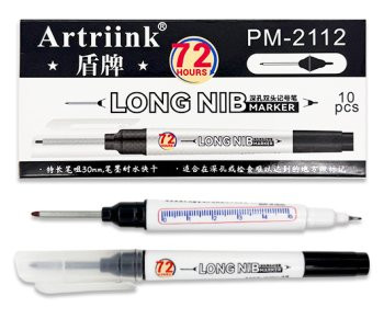 Маркер разметочный DL-402 "Черный" двусторонний (тонкий 0,5мм +  длинное перо 30мм) в к/к PM-2112 (10/400/1600)