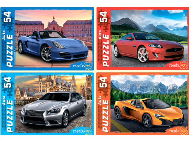 Пазлы 54 элемента "Машина мечта", 4 вида ассорти, Рыжий Кот/П54-6342 (32)