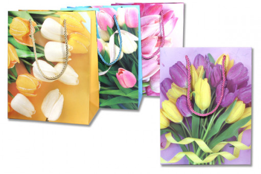 ПАКЕТ ПОДАРОЧНЫЙ "ТЮЛЬПАНЫ" 30*12*41,5 АССОРТИ (12)