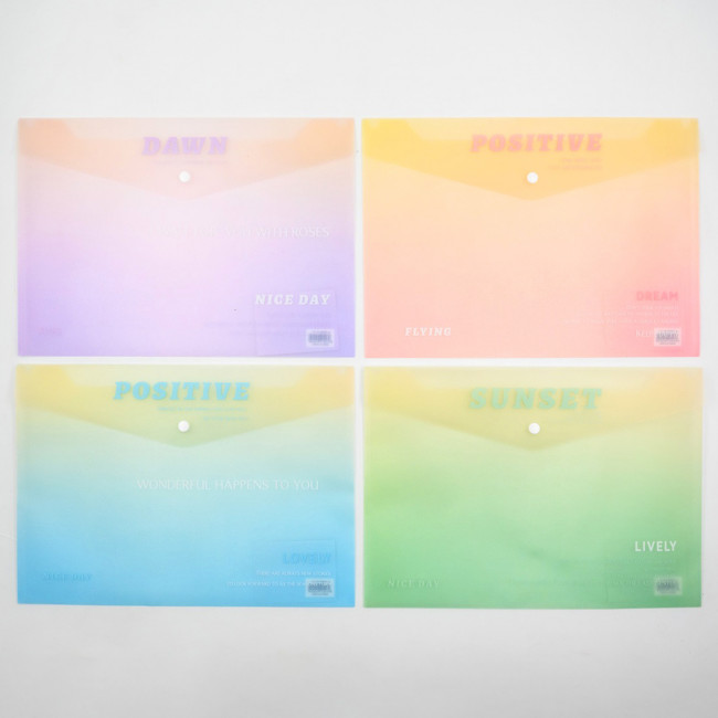 Папка А4 пластиковая, на кнопке "Stay positive", MAYLOTT/JL-D0005 (12)