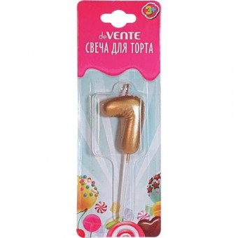 Свеча-цифра для торта "deVENTE. Воздушный шарик" 7, размер свечки 4,2x3,0x1,4 см, цвет золотистый, в пластиковой коробке с подвесом