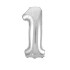 Шар ЦИФРА 1 17" серебро /Silver /43 см/К