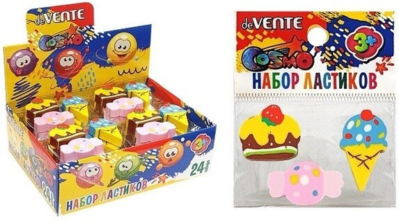 Набор ластиков "deVENTE. Sweets" 3 шт, синтетический каучук, в пластиковой упаковке