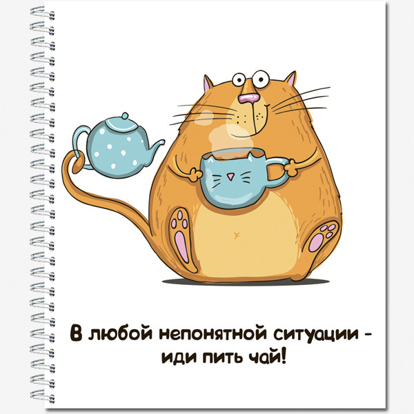 Тетрадь общ. 48л. "Кот Крендель", обложка - мелов.картон + ВД-лакирование, металлический гребень (30)