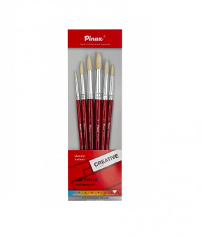 Набор кистей CREATIVE щетина (кор. ручка) 6 шт. КРУГЛЫЕ set70-6pc