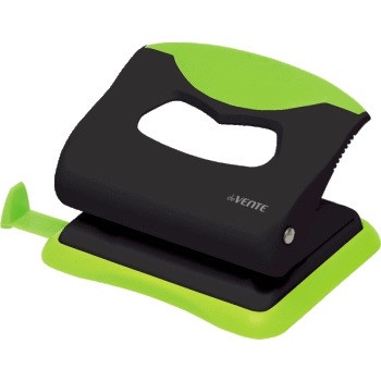 Дырокол 20л "Monochrome" пластиковый, с линейкой, черный с неоновым зеленым, deVENTE/4020004