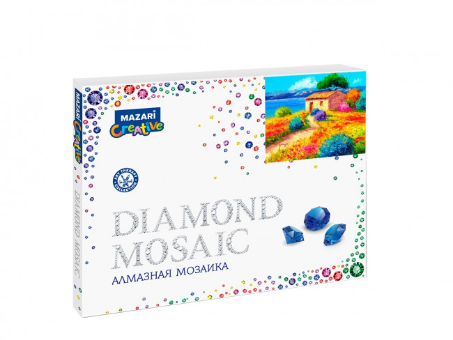Алмазная мозаика 40х50 см (рама 52х40.5см)  ЯРКИЕ КРАСКИ ЛЕТА ,1 дизайн, частичная выкладка, стразы разного размера, картонная упаковка