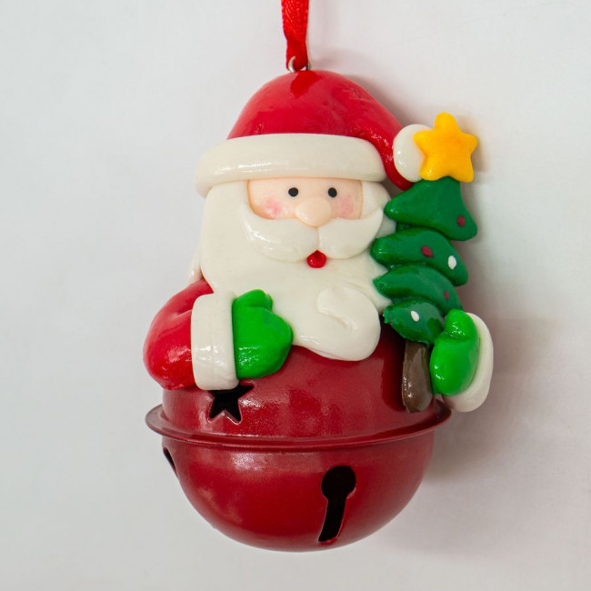 Елочное украшение керамика "Дед Мороз бубенчик" 7см, 2 шт, Микрос/ч47104