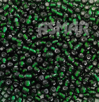 Бисер "ASMAR" размер №6, вес: 50 г, изумрудный, внутреннее серебрение