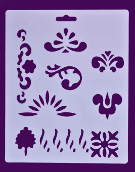 Трафарет 25,5 x 20,5см пластиковый, растительный орнамент, Сонет Невская палитра/DK28005 Трафарет 25,5 x 20,5см пластиковый, растительный орнамент, Сонет Невская палитра/DK28005