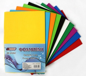 Фоамиран А4 в наборе  10листов 10цветов, толщина 2мм (10)