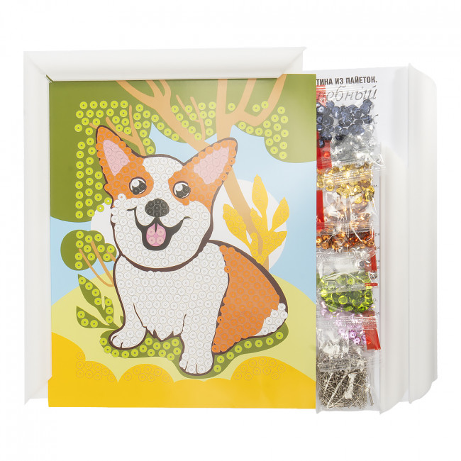 Картина из пайеток "Корги", Ап-042