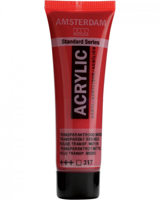 Краска акриловая Amsterdam туба 20мл №317 Красный средний прозрачный