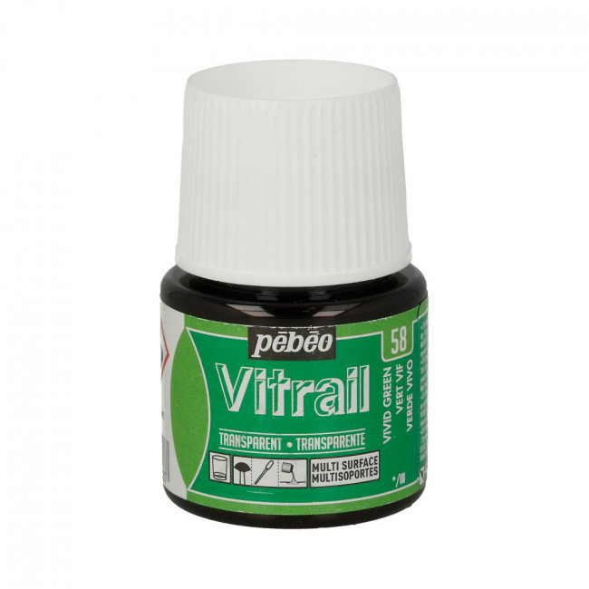 Краска 45 мл для стекла и металла Vitrail лаковая прозрачная, ярко-зеленый, PEBEO/050-058