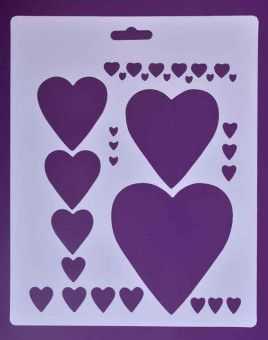 Трафарет 25,5 x 20,5см пластиковый, сердца, Сонет Невская палитра/DK28021 Трафарет 25,5 x 20,5см пластиковый, сердца, Сонет Невская палитра/DK28021