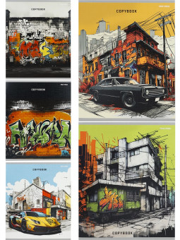 Тетрадь 48 клетка "Графика в городе", скрепка, Prof-Press/48-5138 (10)