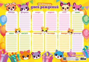 Плакат А3 "Пиши-стирай. Календарь дней рождений", ППСМ-032