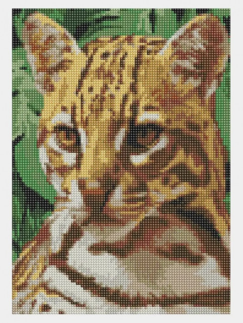 Алмазная мозаика 30*40 на подрамнике "Оцелот", полная выкладка, VA050