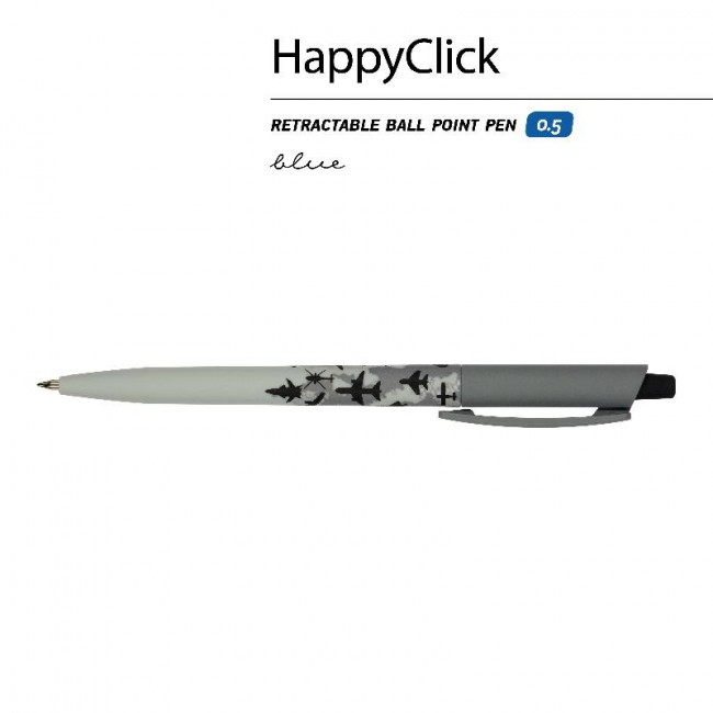 Ручка автоматическая 0,5мм синяя "HappyClick. Военный паттерн. Самолеты", BV/20-0241/38 (24)