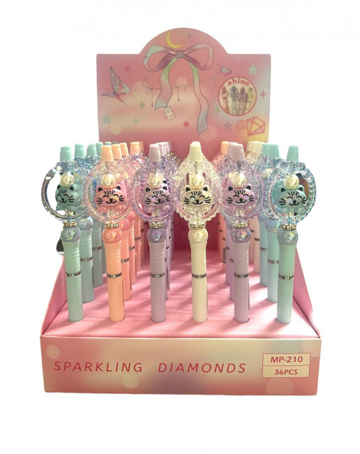 Ручка шариковая синяя Магистр "Cat String Musical Pen" со сверкающими кристалами, MP-210 (36)