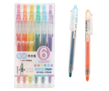 Маркер выделитель 6 цв. CW-29 Zuixua "Автоматические" 1-4мм, с жидкими чернилами, в упаковке ПВХ F0649 (1/1728)