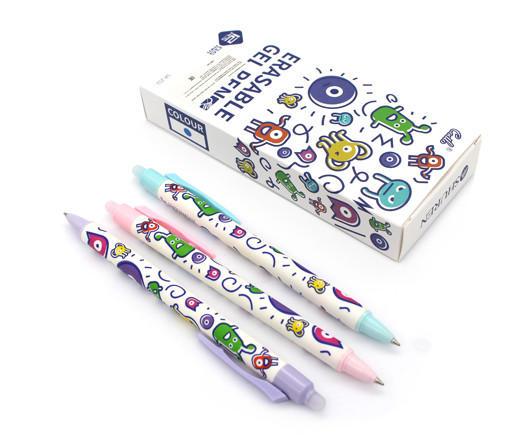 Ручка Шпион  "Пиши стирай" CODLO CW-101 "Монстрики" (син) 0,5мм авт, с ластиком, цвета ассорти, в к/кор №SR-252 (12/144/1728)