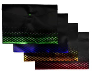 Папка с кнопкой А-4   DM-157 "Черная" 33х23,5см, пластик, с рисунком металлик, ассорти (12/180/720)