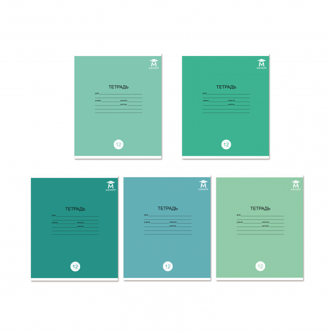 Тетрадь 12 линия Магистр "Отличная зелёная", белизна 100% (5 дизайнов ассорти) (25/250)