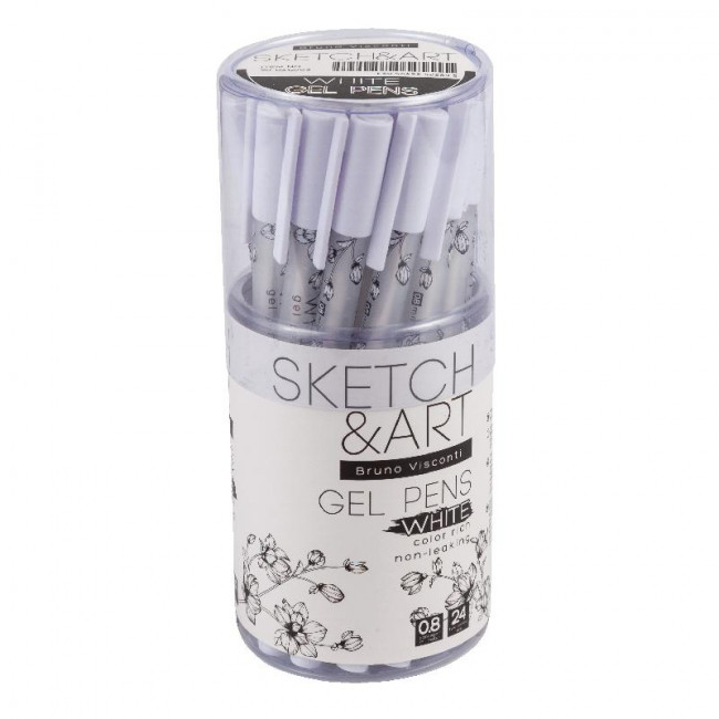 Ручка гелевая 0,8мм белая "Sketch&Art. UniWrite.White", для скетчинга, BV/20-0312/03 (24)