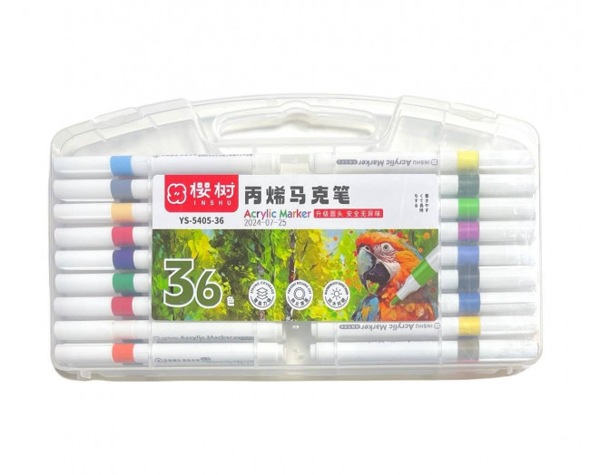 Набор акриловых маркеров Acrilie Marker, 36 цв., в пластиквом пенале, Inshu/YS5405-36 (9/36) Набор акриловых маркеров Acrilie Marker, 36 цв., в пластиквом пенале, Inshu/YS5405-36 (9/36)