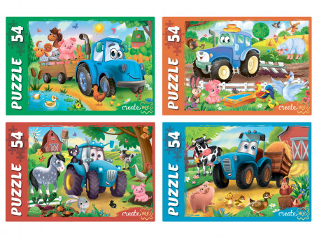 Пазлы 54 элемента "Веселый трактор. №8", Рыжий Кот/П54-5642
