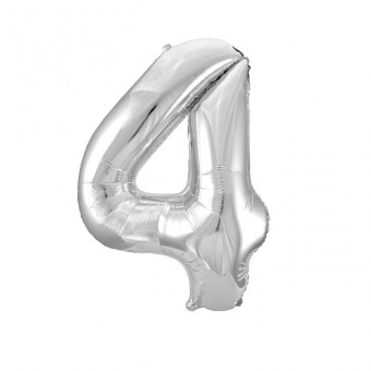 Шар ЦИФРА 4 17" серебро /Silver /43 см/К
