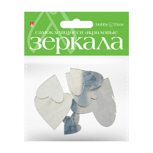 Зеркала "Сердечки" акриловые для декорирования, самоклеящиеся, 8шт, №13, BV/2-472/13