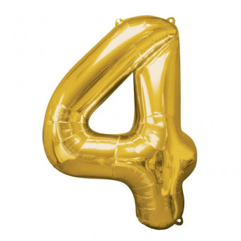 Шар ЦИФРА 4 28" золотой /Gold /70 см/К