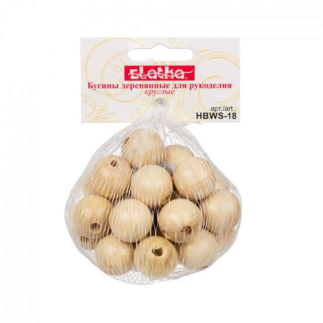 Бусина "Zlatka"   дерево   HBWS-18   18 мм    25 шт ± 1 шт св. дерево