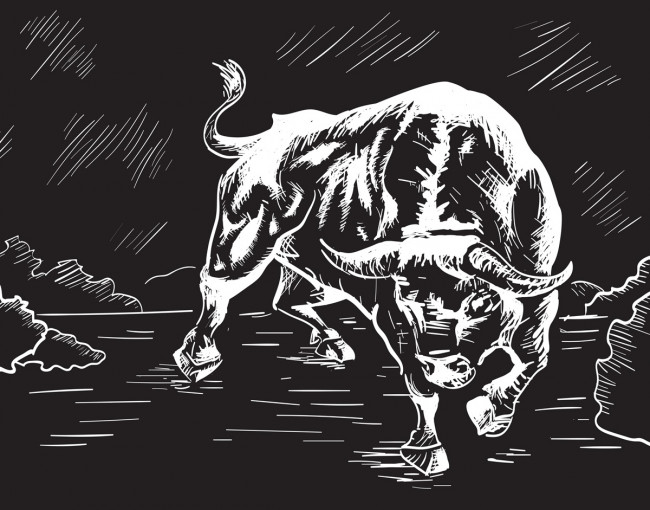 Гравюра 20 x 25.5см "Бык" (серебро), Hobbius/SGHK №36