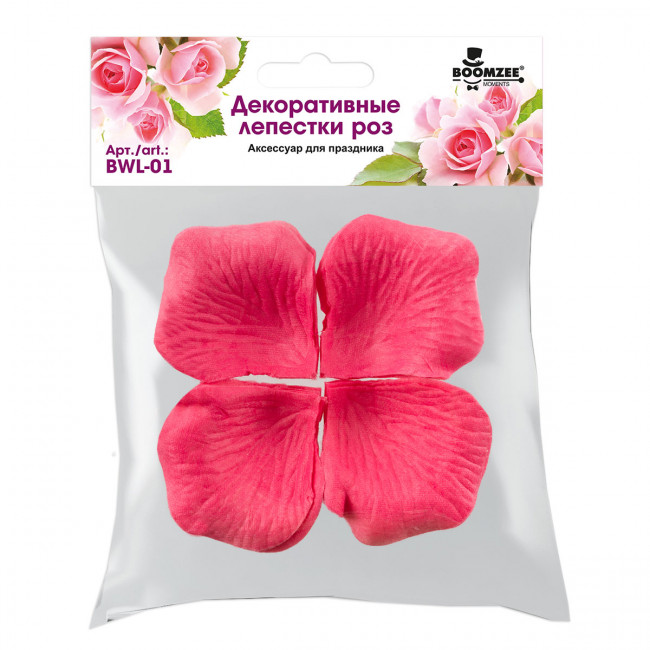 Декоративные лепестки роз 5см, ярко-розовый, 100 шт, BOOMZEE/BWL-01 №02