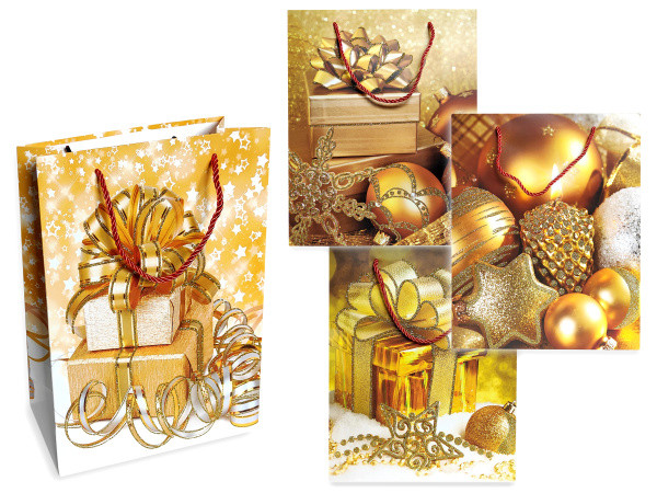 Пакет подарочный 26*32*10см "Золото" с блеском, Asmar (12)