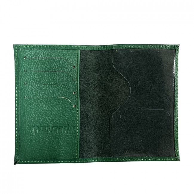 Обложка на паспорт WENZER OFFiCE, Passport из натур.кожи ср гл с карманом, "флоттер", св.зеленый
