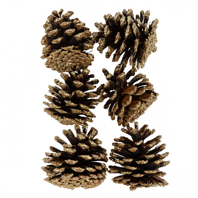 Шишки сосновые, 01 "Сосна" под золото, 6шт, Blumentag/CIF-02 №01