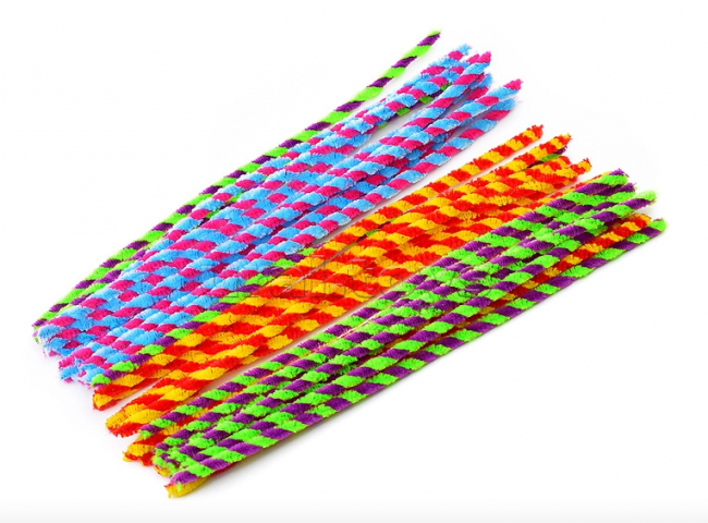 Проволока Шенил 0,6 x30см пушистая "Спираль" ассорти двухцветная, 30шт, deVENTE/8000300 (12)