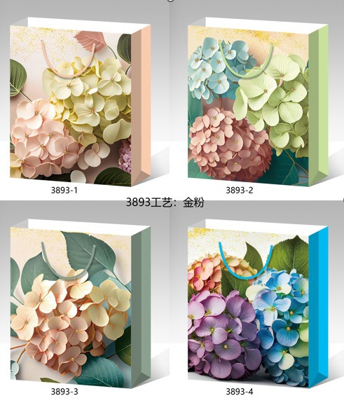 Пакет 18*23*10см подарочный "Букет гортензии" цвет ассорти, 3893 (12)