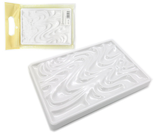 Палитра CY-13 "Волны" прямоугольная 20.5*14.5см, фарфоровая белая (1/104)