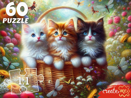 Пазл 60 элементов "Три котенка в корзинке", Рыжий Кот/Х60-4531