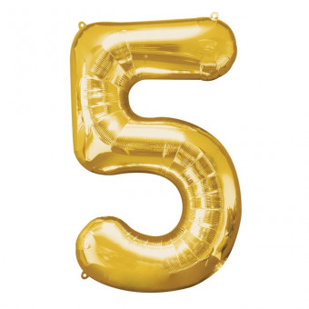 Шар ЦИФРА 5 28" золотой /Gold /70 см/К
