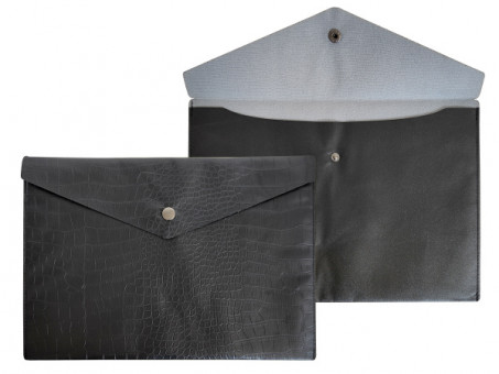 Папка кожзам "ASMAR" на кнопке, формат- А4, цвет-черный. (12)