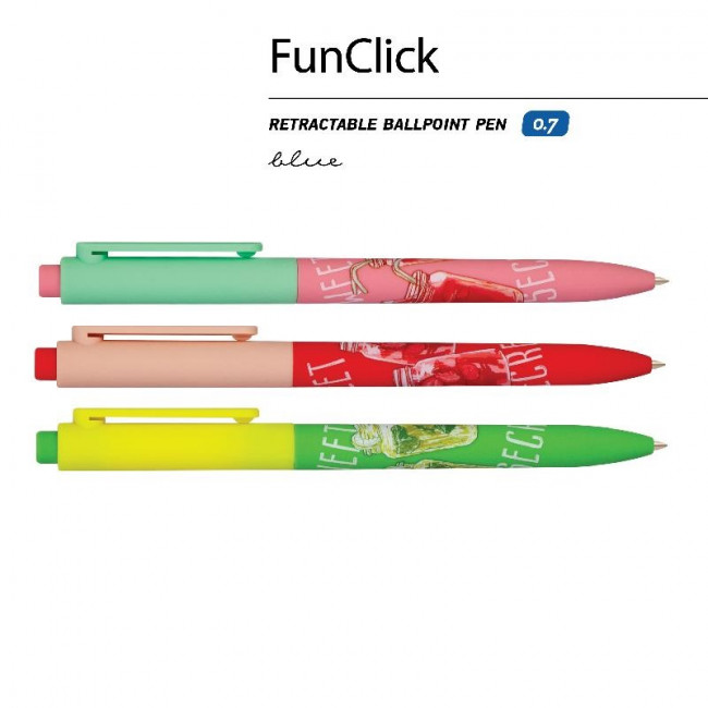 Ручка автоматическая 0,7мм синяя "FunClick. My refresht", BV/20-0297/09 (24) Ручка автоматическая 0,7мм синяя "FunClick. My refresht", BV/20-0297/09 (24)